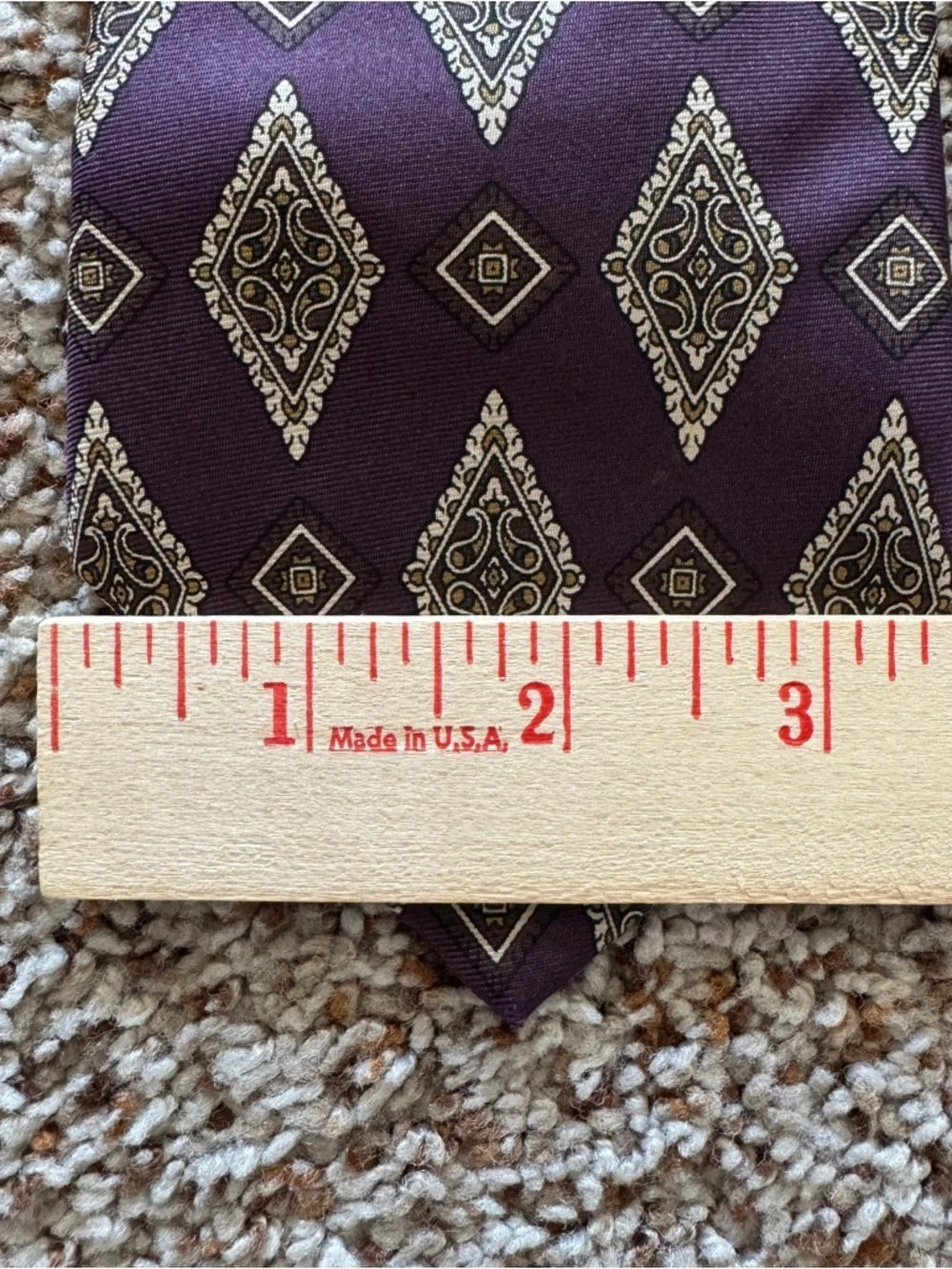 Chaps Ralph Lauren Silk Tie Purple Geometric Diamond USA 59.5 x 3.5